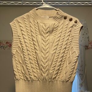 LOFT Women's Beige Cable Knit Sweater Vest